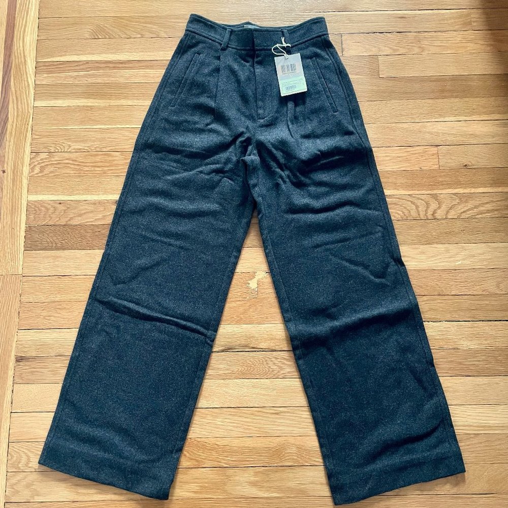 Everlane ReWool Way-High Drape Pant in Heathered Charcoal NWT